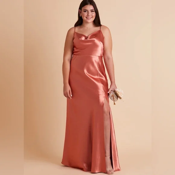 birdy grey lisa long dress Taupe Bridesmaid Dress Matte Satin Size 2X